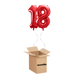 HeliumKing Balónový box - Narodeninové číslo 18 červený 86 cm