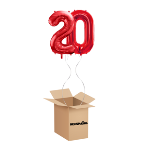 HeliumKing Balónový box - Narodeninové číslo 20 červený 86 cm