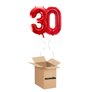 HeliumKing Balónový box - Narodeninové číslo 30 červený 86 cm