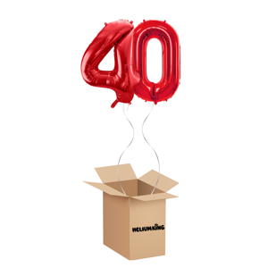 HeliumKing Balónový box - Narodeninové číslo 40 červený 86 cm