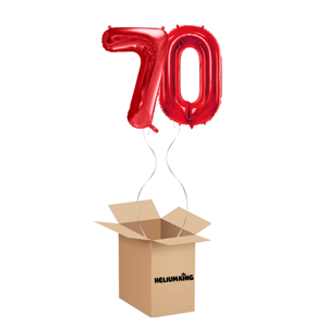 HeliumKing Balónový box - Narodeninové číslo 70 červený 86 cm