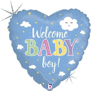 Balónik fóliový Srdce Welcome Baby Boy! 46 cm