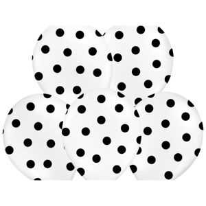 Balónek bílý s černými puntíky 50ks