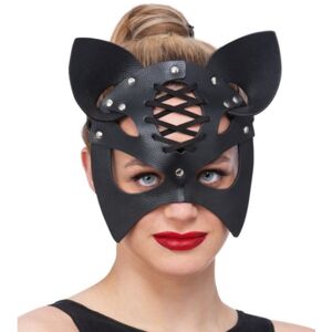 Kožená sexy maska Mačka čierna
